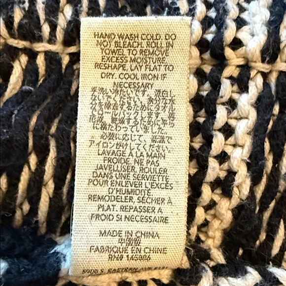 The Great Fair Isle Shawl Collar Cardigan Size 1 Cream Black Cotton Blend - Picture 5 of 5